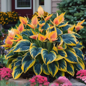 Хоста Флейм Данс купить по цене от 650р. в интернет-магазине «Посадика» с доставкой почтой в в Лебедянье и по всей России – [изображение №1].